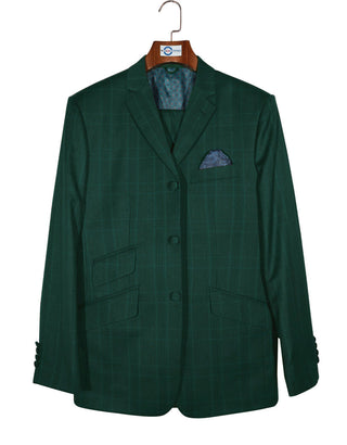 Olive Green Prince Of Wales Check Suit
