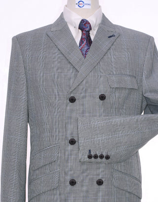 This Jacket Only - Grey Prince Of Wales Check Double Breasted Jacket Size 38R