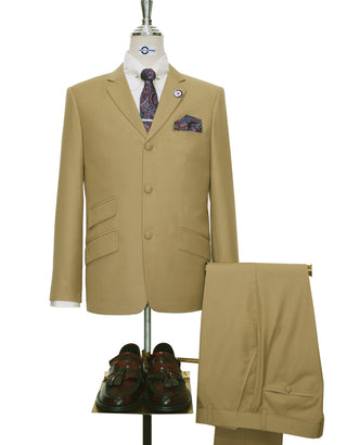60s Mod Fashion Khaki Suit