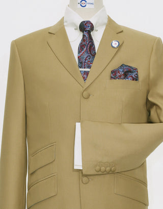 60s Style 3 Button Khaki Men | Jacket 38R & 32/32 Trouser