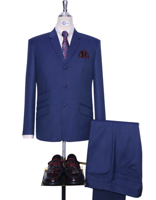 Midnight Blue Herringbone Suit