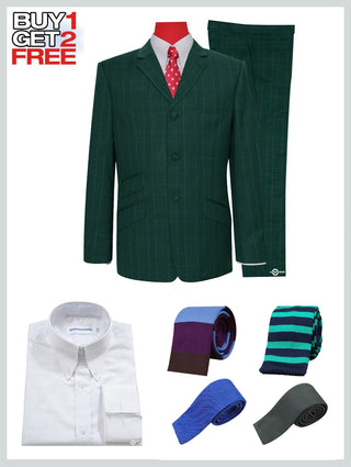 Suit Package | Olive Green Prince Of Wales Check Suit