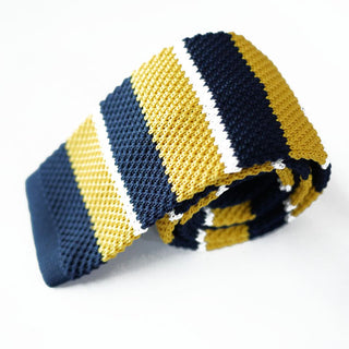Knitted Tie | Mustard Yellow Striped Knitted Tie