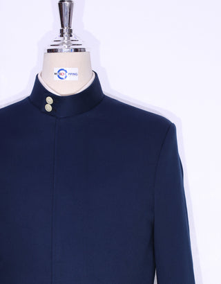 Original Navy Blue Funnel Neck Mac Coat for Men