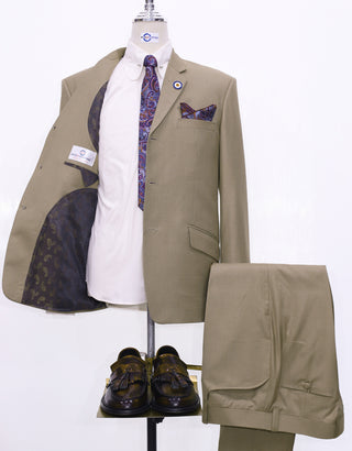 60s Mod Fashion Pale Brown Suit