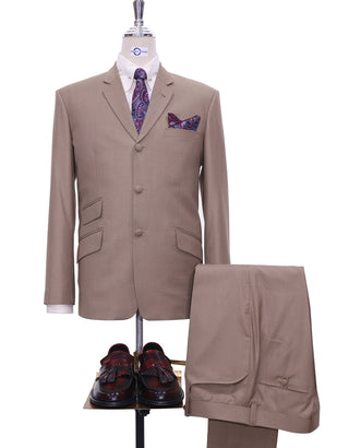 60s Mod Fashion Pale Brown Suit