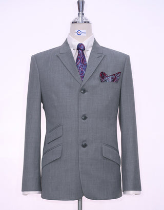 60s Mod Fashion Grey Peak Lapel Suit