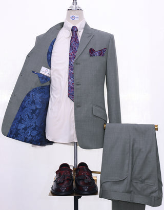60s Mod Fashion Grey Peak Lapel Suit