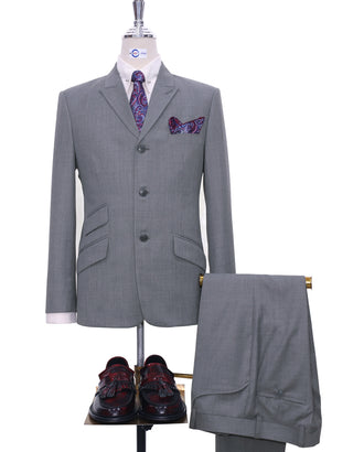 60s Mod Fashion Grey Peak Lapel Suit
