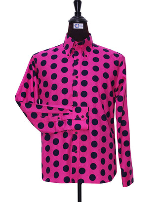 Mod Shirt | Large Fuchsia Polka Dot Shirt For Men