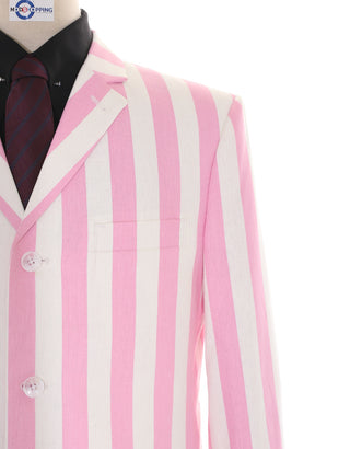 This Jacket Only - Pink and White Striped Blazer Size 40R
