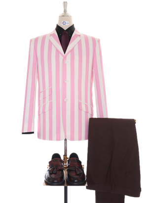 This Jacket Only - Pink and White Striped Blazer Size 40R