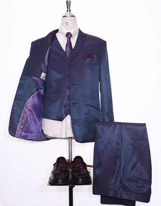 Retro Mod Red & Blue Two-Tone Three-Piece Suit