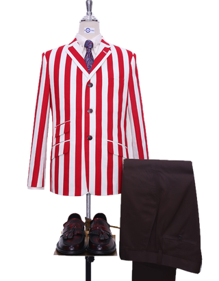 Red and White Striped Blazer