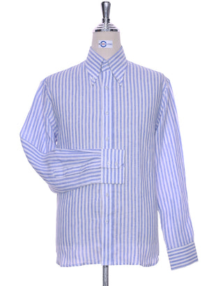 Original Linen Shirt | Sky Blue Striped Linen Men Shirt