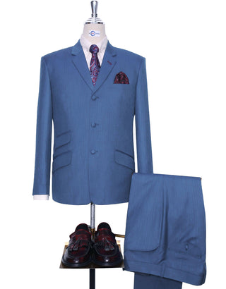 Sky Blue Herringbone Suit