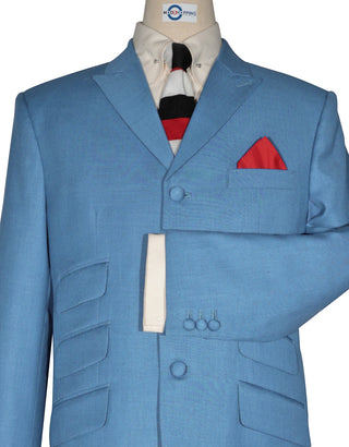 Mod Suit - Vintage Style Sky Blue Shark Skin Suit