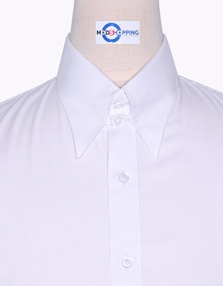 Vintage Style White Tab Collar Shirt