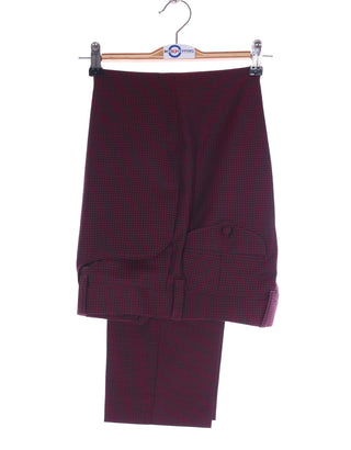 Men's Three Piece Suit - Burgundy Check Suit - Modshopping Clothing