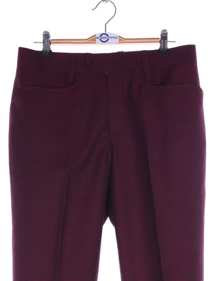Men's Three Piece Suit - Burgundy Check Suit - Modshopping Clothing