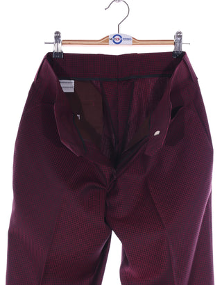 Men's Three Piece Suit - Burgundy Check Suit - Modshopping Clothing
