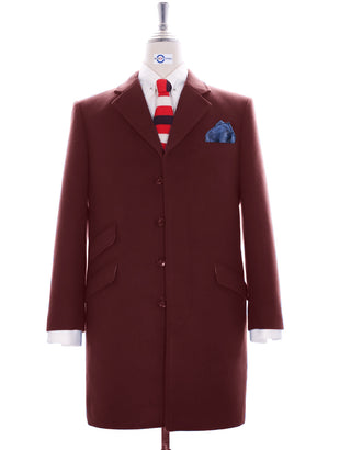 Wool Coat Burgundy Winter Long Coat - Modshopping Clothing