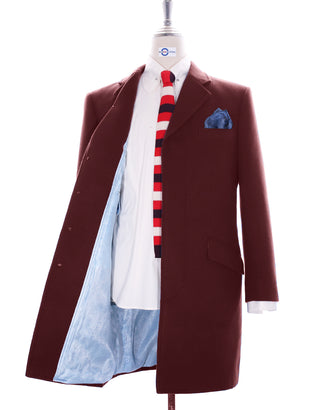 Wool Coat Burgundy Winter Long Coat - Modshopping Clothing