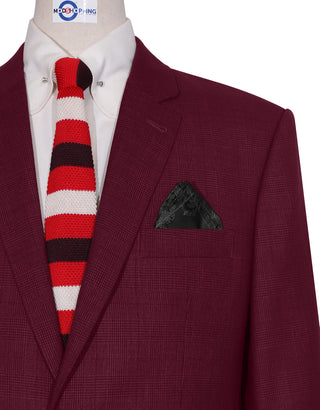 Two Button Suit - Burgundy Prince of Wales Check Suit - Modshopping Clothing