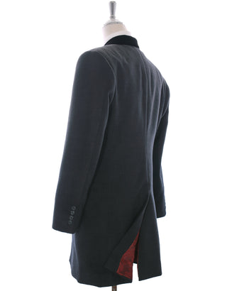 Charcoal Grey Black Velvet Winter Long Coat