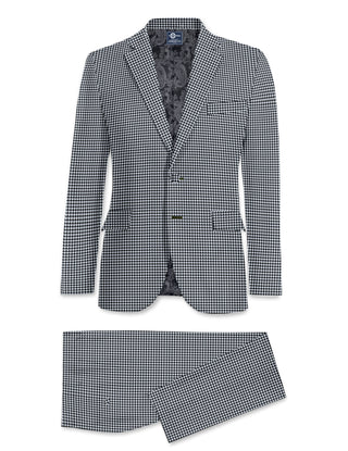 Two Button Suit - Black and White Houndstooth Suit - Modshopping Clothing