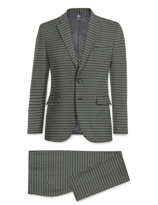 Two Button Suit - Black and Grey Houndstooth Suit - Modshopping Clothing