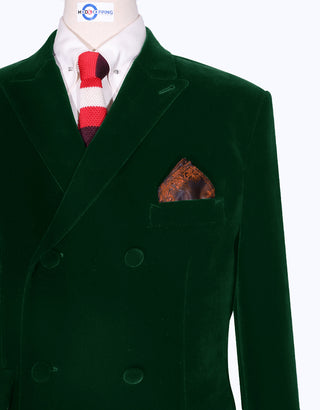 Velvet Jacket - Light Green Double Breasted Jacket - Modshopping Clothing