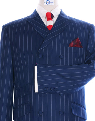 Navy Blue Striped Double Breasted Suit - Modshopping Clothing