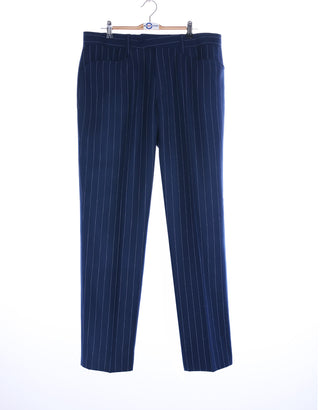 Navy Blue Striped Double Breasted Suit - Modshopping Clothing