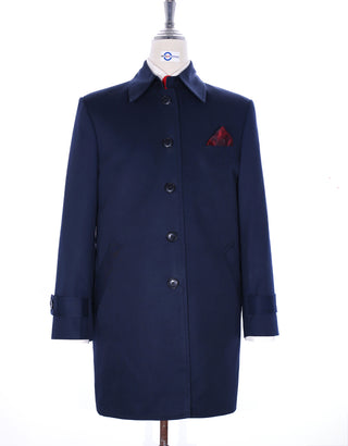 Vintage Style Navy Blue Mac Coat For Men - Modshopping Clothing