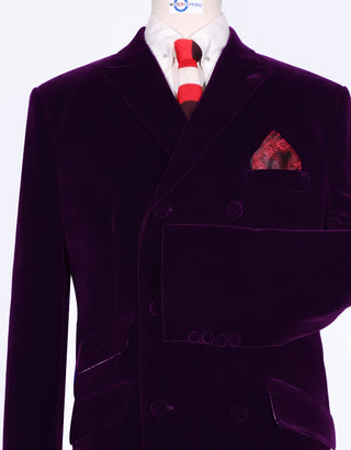 Velvet Jacket - Purple Double Breasted Jacket - Modshopping Clothing