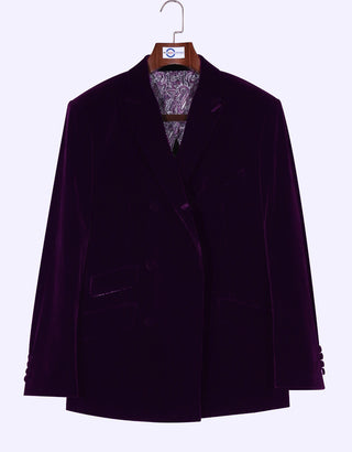 Velvet Jacket - Purple Double Breasted Jacket - Modshopping Clothing
