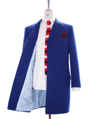 Wool Coat Blue Winter Long Coat - Modshopping Clothing