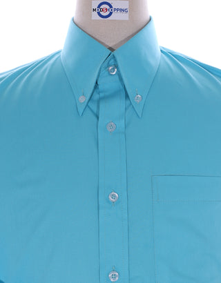 Button Down Shirt - Aqua Color Shirt - Modshopping Clothing