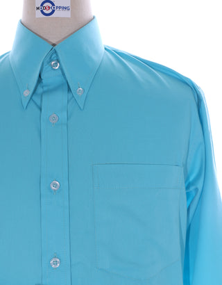 Button Down Shirt - Aqua Color Shirt - Modshopping Clothing