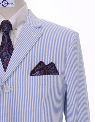 Seersucker Suit Tailored 3 Button Mod Suit