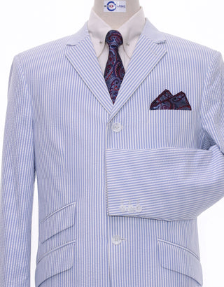Seersucker Suit Tailored 3 Button Mod Suit