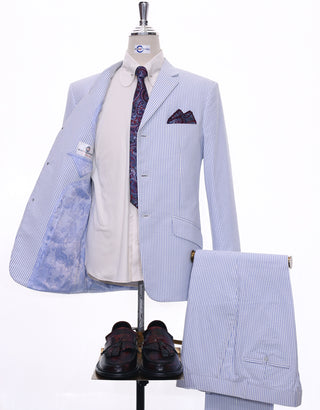 Seersucker Suit Tailored 3 Button Mod Suit