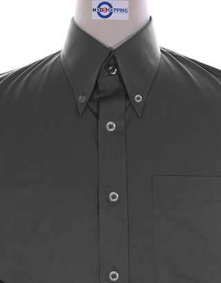 Button Down Shirt - Charcoal Grey Color Shirt - Modshopping Clothing