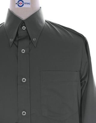 Button Down Shirt - Charcoal Grey Color Shirt - Modshopping Clothing