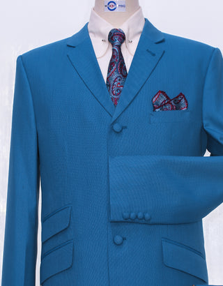 Deep Sky Blue Birdseye Suit - Modshopping Clothing