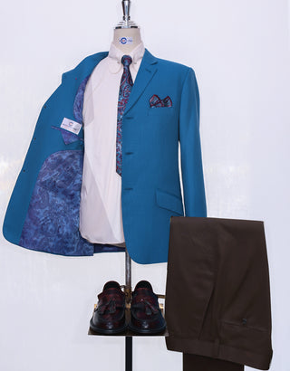 Deep Sky Blue Birdseye Blazer - Modshopping Clothing