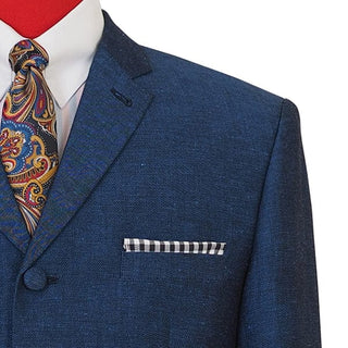 60s Fashion Navy Blue Linen Suit - Modshopping Clothing