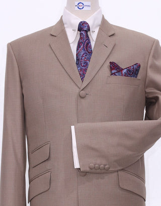 60s Mod Fashion Pale Brown Suit - Modshopping Clothing