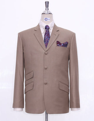 60s Mod Fashion Pale Brown Suit - Modshopping Clothing